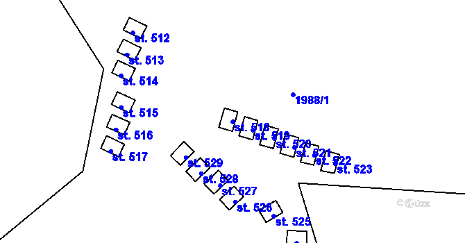 Parcela st. 518 v KÚ Červená Řečice, Katastrální mapa