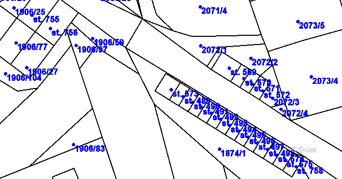 Parcela st. 573 v KÚ Červená Řečice, Katastrální mapa