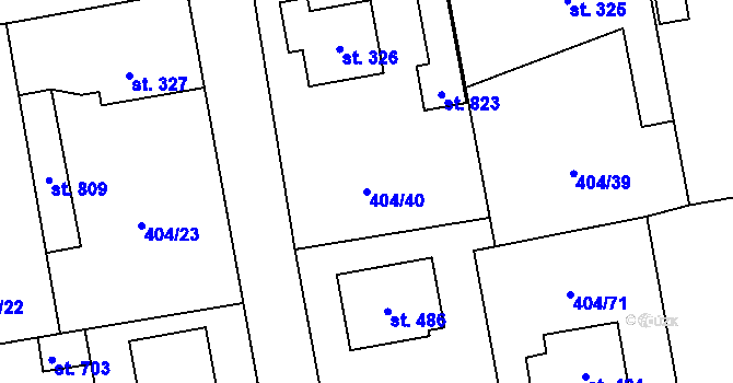 Parcela st. 404/40 v KÚ Červená Řečice, Katastrální mapa