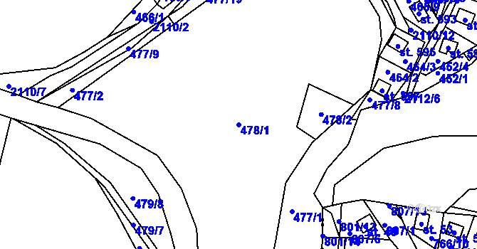 Parcela st. 478/1 v KÚ Červená Řečice, Katastrální mapa