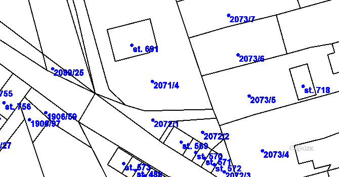 Parcela st. 2071/8 v KÚ Červená Řečice, Katastrální mapa
