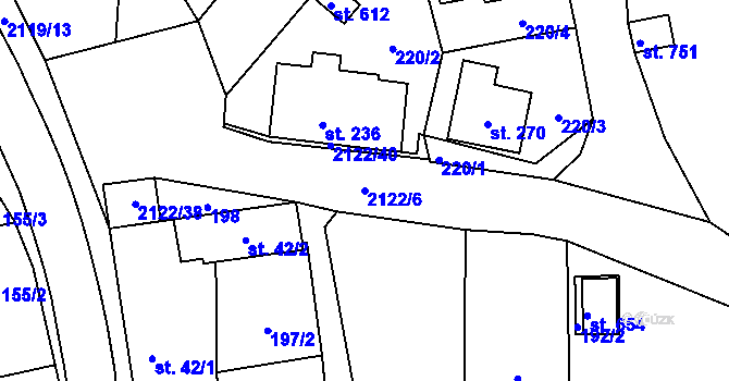 Parcela st. 2122/6 v KÚ Červená Řečice, Katastrální mapa