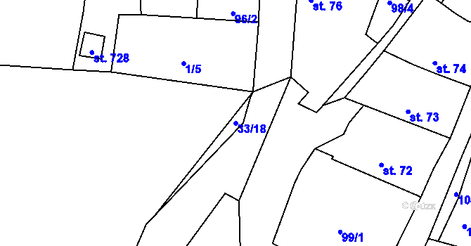 Parcela st. 33/18 v KÚ Červená Řečice, Katastrální mapa