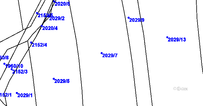 Parcela st. 2029/7 v KÚ Červená Řečice, Katastrální mapa