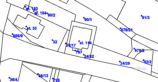 Parcela st. 114 v KÚ Červená Třemešná, Katastrální mapa