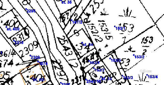 Parcela st. 34 v KÚ Červená Voda, Katastrální mapa