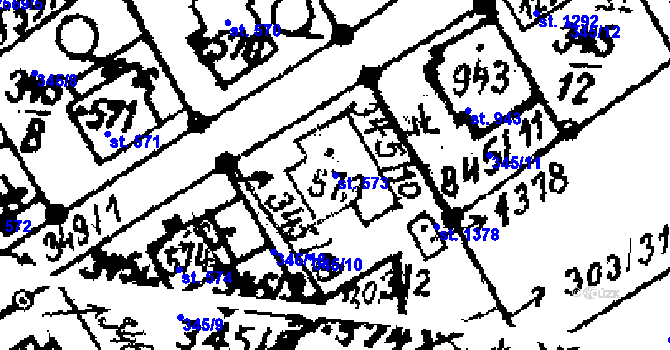 Parcela st. 573 v KÚ Červená Voda, Katastrální mapa