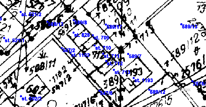 Parcela st. 711 v KÚ Červená Voda, Katastrální mapa