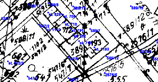 Parcela st. 713 v KÚ Červená Voda, Katastrální mapa