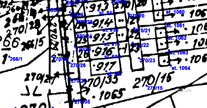 Parcela st. 916 v KÚ Červená Voda, Katastrální mapa