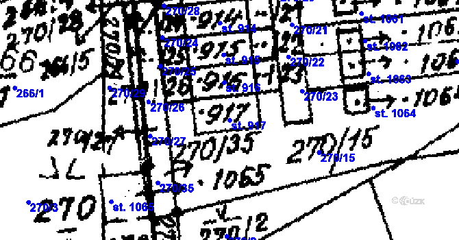 Parcela st. 917 v KÚ Červená Voda, Katastrální mapa