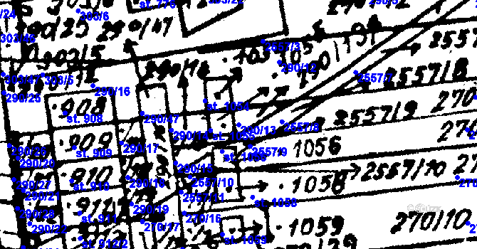 Parcela st. 290/13 v KÚ Červená Voda, Katastrální mapa