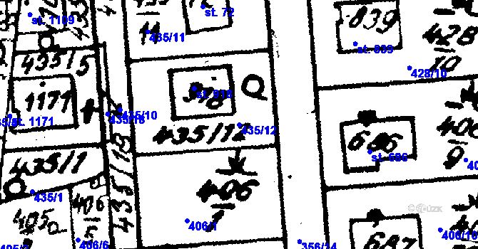 Parcela st. 435/12 v KÚ Červená Voda, Katastrální mapa
