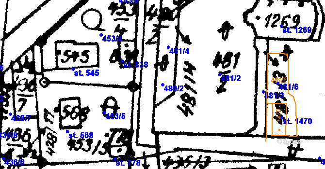 Parcela st. 480/2 v KÚ Červená Voda, Katastrální mapa
