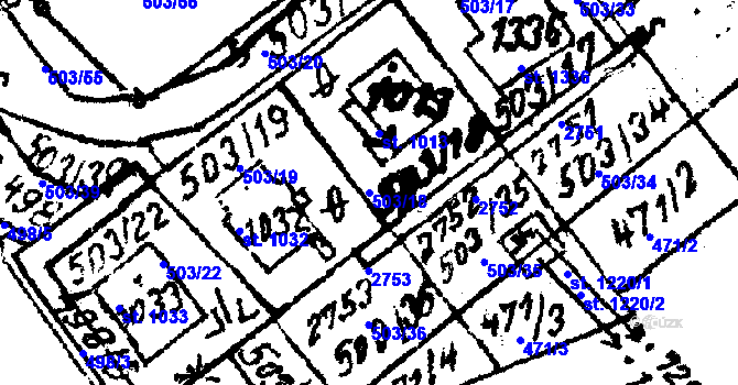 Parcela st. 503/18 v KÚ Červená Voda, Katastrální mapa