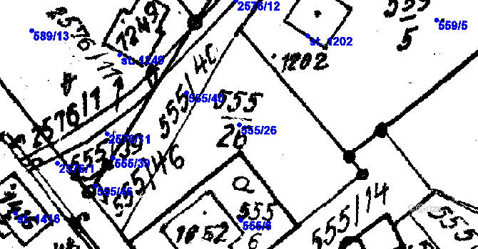 Parcela st. 555/26 v KÚ Červená Voda, Katastrální mapa
