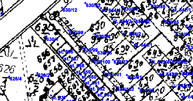 Parcela st. 630/95 v KÚ Červená Voda, Katastrální mapa