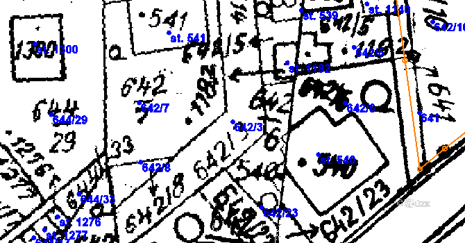 Parcela st. 642/3 v KÚ Červená Voda, Katastrální mapa
