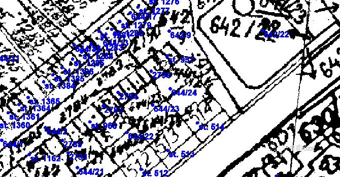 Parcela st. 644/24 v KÚ Červená Voda, Katastrální mapa
