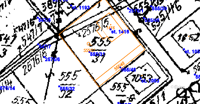 Parcela st. 555/31 v KÚ Červená Voda, Katastrální mapa