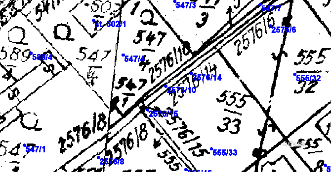 Parcela st. 2576/10 v KÚ Červená Voda, Katastrální mapa