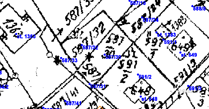 Parcela st. 587/30 v KÚ Červená Voda, Katastrální mapa
