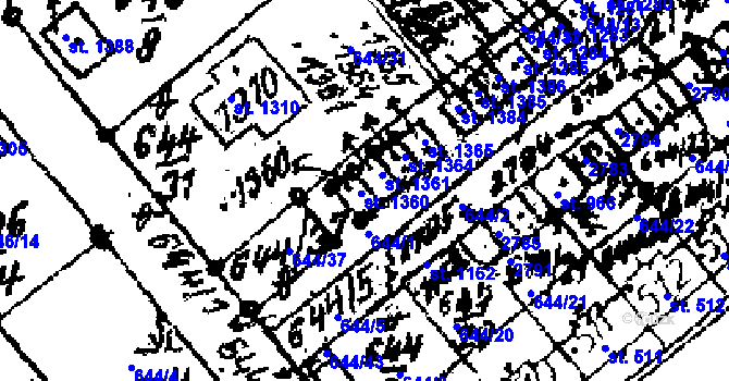 Parcela st. 644/38 v KÚ Červená Voda, Katastrální mapa