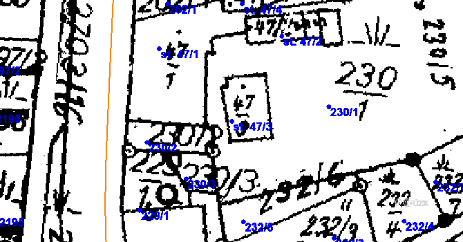Parcela st. 47/3 v KÚ Červená Voda, Katastrální mapa