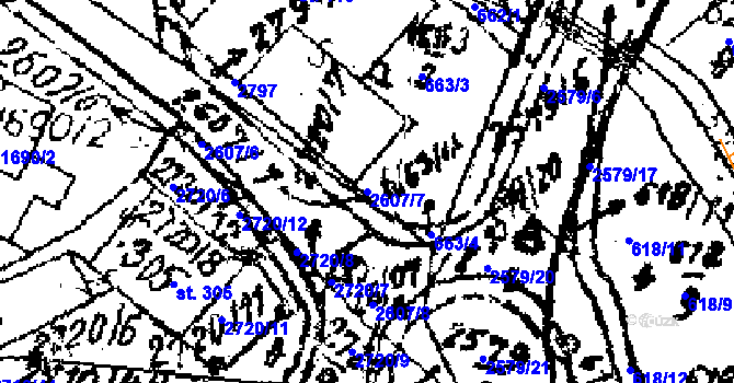 Parcela st. 2607/7 v KÚ Červená Voda, Katastrální mapa