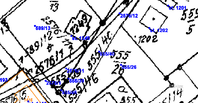 Parcela st. 555/40 v KÚ Červená Voda, Katastrální mapa