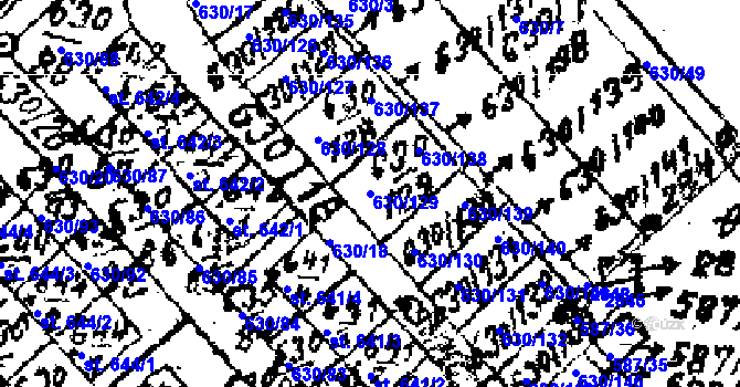 Parcela st. 630/129 v KÚ Červená Voda, Katastrální mapa