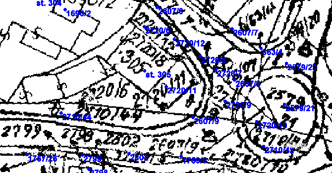 Parcela st. 2720/11 v KÚ Červená Voda, Katastrální mapa