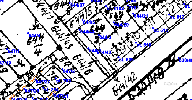 Parcela st. 644/42 v KÚ Červená Voda, Katastrální mapa
