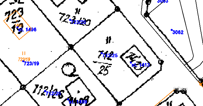 Parcela st. 712/25 v KÚ Červená Voda, Katastrální mapa