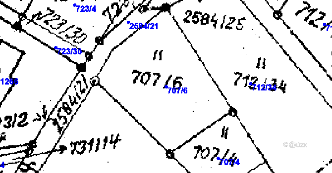 Parcela st. 707/6 v KÚ Červená Voda, Katastrální mapa
