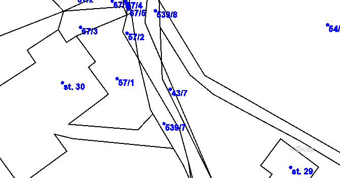 Parcela st. 43/7 v KÚ Dolní Orlice, Katastrální mapa