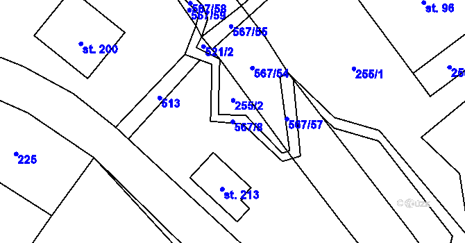 Parcela st. 567/8 v KÚ Dolní Orlice, Katastrální mapa