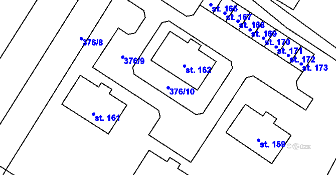 Parcela st. 376/10 v KÚ Dolní Orlice, Katastrální mapa