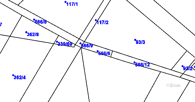 Parcela st. 566/6 v KÚ Dolní Orlice, Katastrální mapa