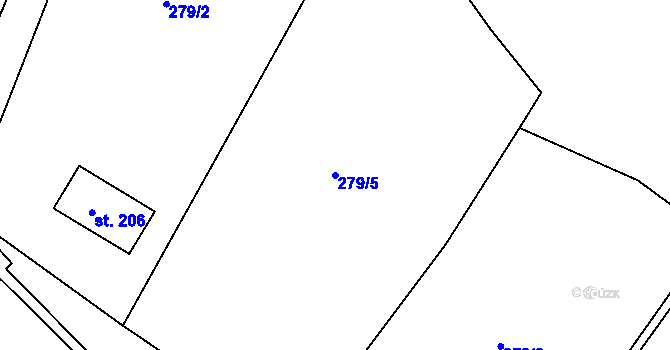 Parcela st. 279/5 v KÚ Dolní Orlice, Katastrální mapa