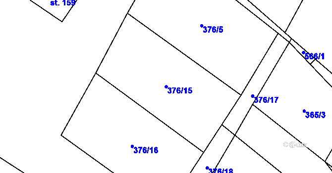 Parcela st. 376/15 v KÚ Dolní Orlice, Katastrální mapa