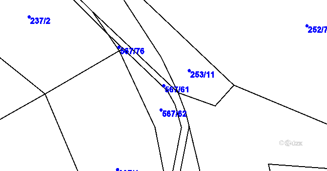 Parcela st. 567/61 v KÚ Dolní Orlice, Katastrální mapa
