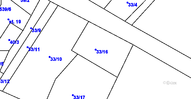 Parcela st. 33/16 v KÚ Dolní Orlice, Katastrální mapa