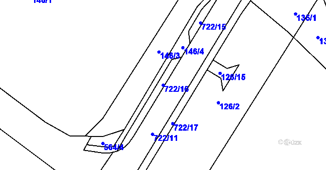 Parcela st. 722/16 v KÚ Dolní Orlice, Katastrální mapa