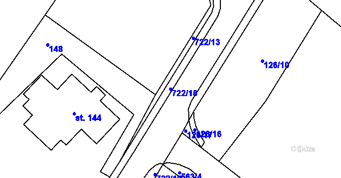 Parcela st. 722/18 v KÚ Dolní Orlice, Katastrální mapa