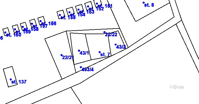 Parcela st. 7 v KÚ Horní Orlice, Katastrální mapa