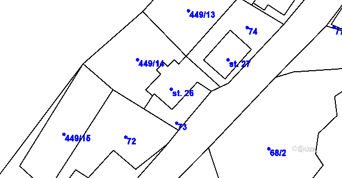 Parcela st. 26 v KÚ Horní Orlice, Katastrální mapa