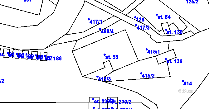 Parcela st. 55 v KÚ Horní Orlice, Katastrální mapa