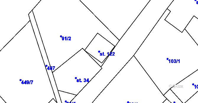 Parcela st. 122 v KÚ Horní Orlice, Katastrální mapa