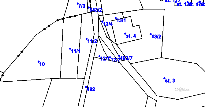 Parcela st. 12 v KÚ Horní Orlice, Katastrální mapa